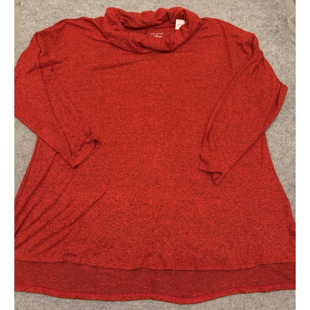 Lane Bryant Women's Tunic Sweater Cowl Neck Plus Knit Red Marbled Size 26/28 NWT